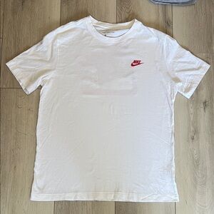 Nike Men's White Tee with Red Logo
